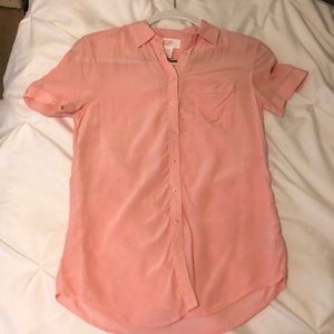 Joe FRESH XS pink button up. 100% silk